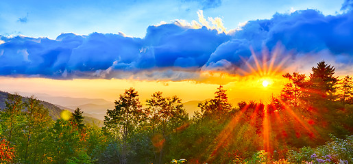 Image showing Blue Ridge Parkway late summer Appalachian Mountains Sunset West