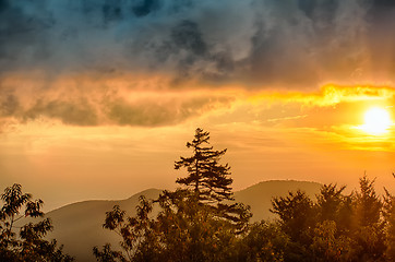 Image showing Blue Ridge Parkway Autumn Sunset over Appalachian Mountains 