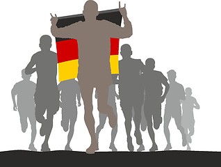 Image showing Winner with the Germany flag at the finish