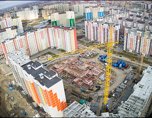 Image showing Bird's eye view on construction site in Tyumen