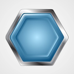 Image showing Blue and metallic hexagon shape logo