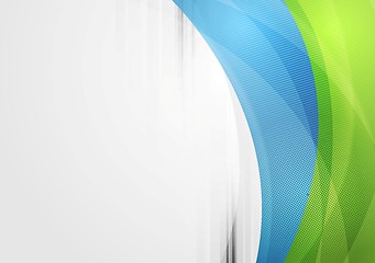 Image showing Abstract vibrant tech waves background