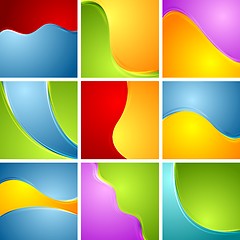 Image showing Abstract bright wavy backgrounds set