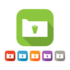 Image showing Color set of flat folder with trash bin