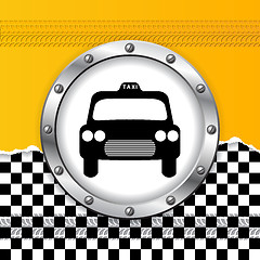 Image showing Taxi background with ripped paper and metallic icon