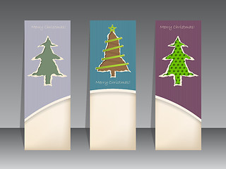Image showing Christmas label set with ripped paper christmastrees