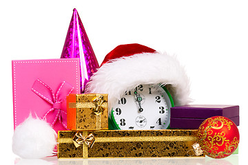 Image showing Alarm clock with santa hat