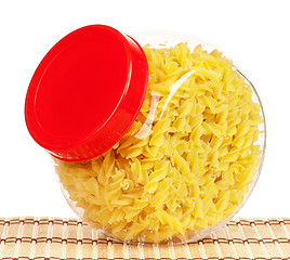 Image showing Pasta in glass pot