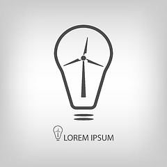 Image showing Bulb with wind turbine as eco energy symbol