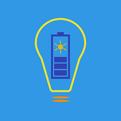 Image showing Bulb with solar battery as eco energy sign