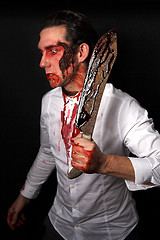 Image showing Psychopath with bloody knive