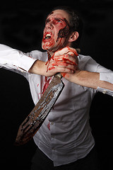Image showing Psychopath with bloody knive