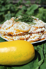 Image showing cooked dish from fried squash and fresh squash