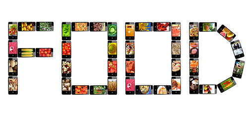 Image showing the word Food made from modern mobile phones