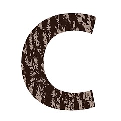 Image showing letter C made from oak bark