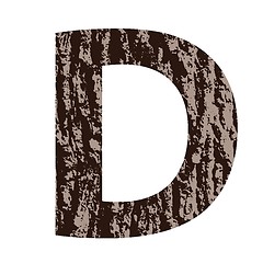 Image showing letter D made from oak bark