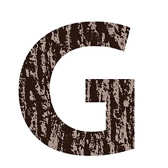 Image showing letter G made from oak bark