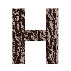Image showing letter H made from oak bark