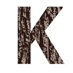 Image showing letter K made from oak bark