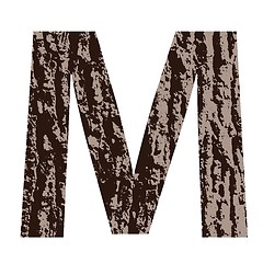 Image showing letter M made from oak bark