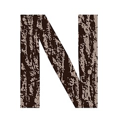 Image showing letter N made from oak bark