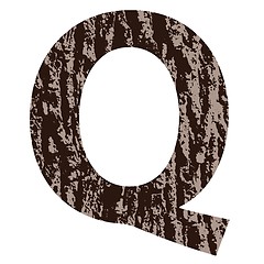 Image showing letter Q made from oak bark