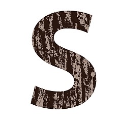 Image showing letter S made from oak bark