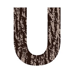 Image showing letter U made from oak bark