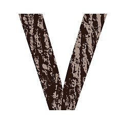 Image showing letter V made from oak bark