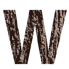 Image showing letter W made from oak bark