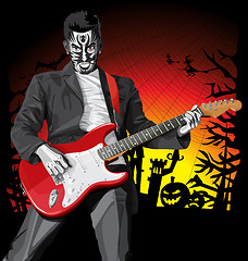 Image showing Vector Halloween scary punk man with the guitar