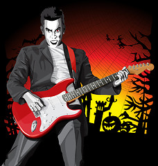 Image showing Vector Halloween scary punk man with the guitar