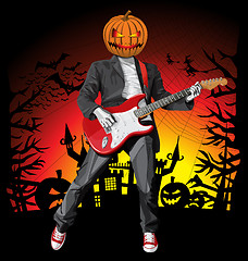 Image showing Vector Halloween scary punk man with the guitar