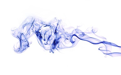 Image showing Blue smoke trail on white background