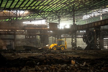 Image showing Industrial interior with bulldozer inside