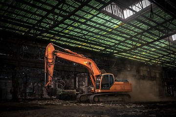 Image showing Industrial interior with bulldozer inside