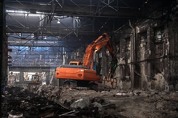 Image showing Industrial interior with bulldozer inside