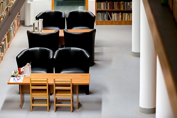 Image showing Relaxing chairs in a library