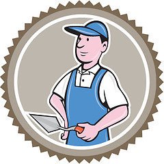 Image showing Bricklayer Mason Plasterer Rosette Cartoon