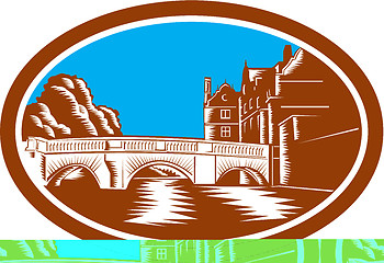 Image showing Trinity College Bridge Cambridge Woodcut