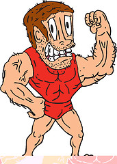 Image showing Bodybuilder Flexing Muscles Cartoon