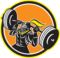 Image showing Black Knight Lifting Barbell Circle Retro