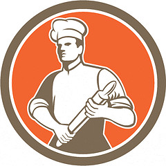 Image showing Chef Cook Rolling Pin Circle Retro