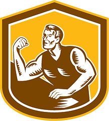Image showing Arm Wrestling Champion Woodcut Shield
