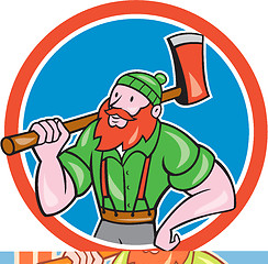 Image showing Paul Bunyan LumberJack Circle Cartoon