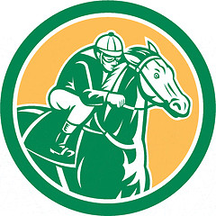 Image showing Jockey Horse Racing Circle Retro