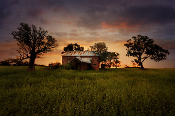 Image showing Sunset Old Abandoned Farm House