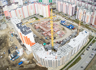 Image showing Bird's eye view on construction site in Tyumen