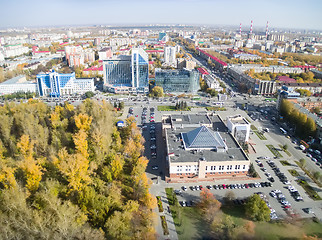Image showing Aerial view on office buildings in Tyumen. Russia