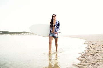 Image showing Beautiful surfer girl